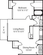 A2 1 Bedroom 677sf 4109 floor plan
